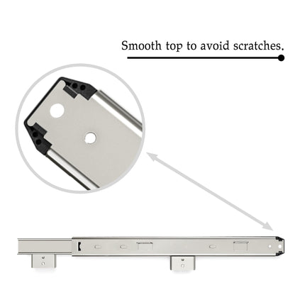 FRMSAET Heavy Duty 12/14/16/18 inches Thickness Steel Construction Ball Bearing Keyboard Slides Keyboard Drawer Slides Tray Accessories Cabinet Furniture Hardware Rails (14 inches, Silver)
