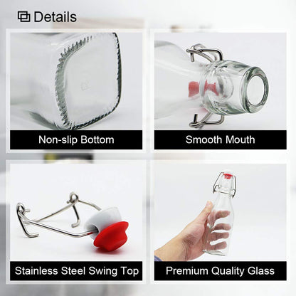 ZEBEIYU Swing Top Glass Bottles 8 oz with Airtight Lids for Home Brewing, Kombucha, Kefir, Vanilla Extract, Beer, Oil, Vinegar, Homemade Juices, Water,Soda Set of 9