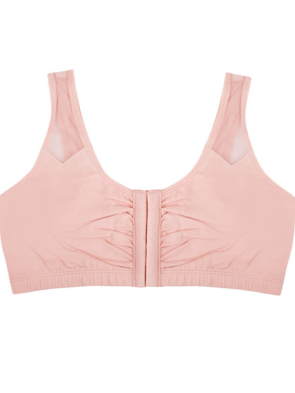 Fruit of the Loom womens Comfort Front Close With Mesh Straps Sports Bra, Blushing Rose, 34 US