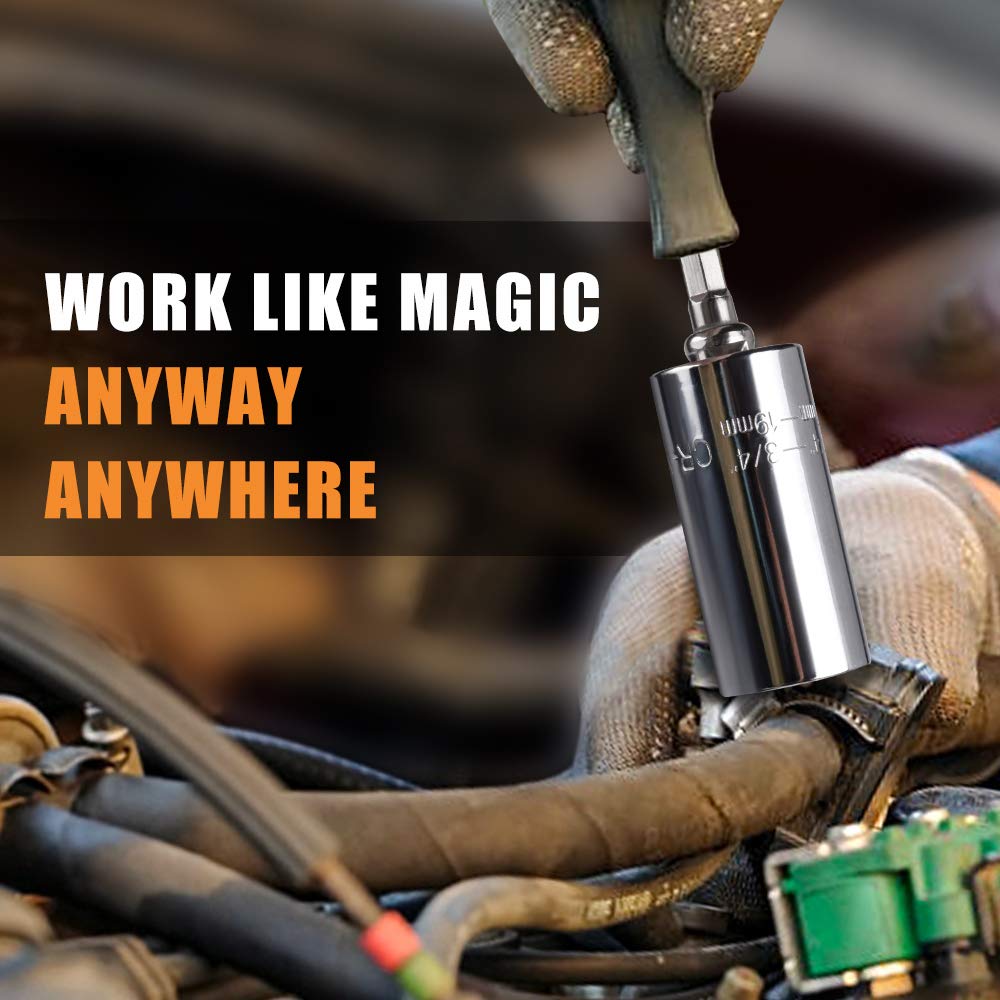 Super Universal Socket Tools Gifts for Men - Christmas Stocking Stuffers for Men Grip Socket Set with Power Drill Adapter Cool Stuff Ideas Gadgets for Him Birthday Gifts for Dad Women Husband (7-19mm)