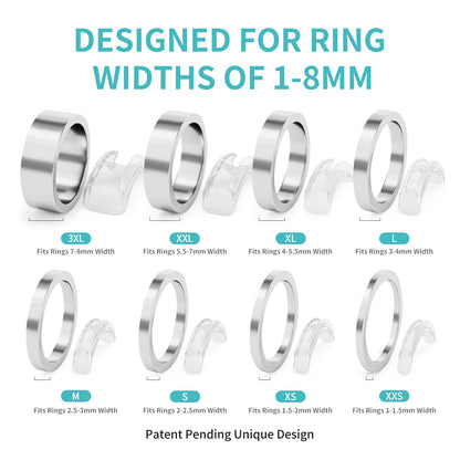 Ring Sizers for Loose Rings, 8 Pack 8 Sizes, Ring Size Adjuster, Invisible Ring Guards for Women and Men, Ring Resizer with Polishing Cloth，Fits Bands Width to 1-8mm