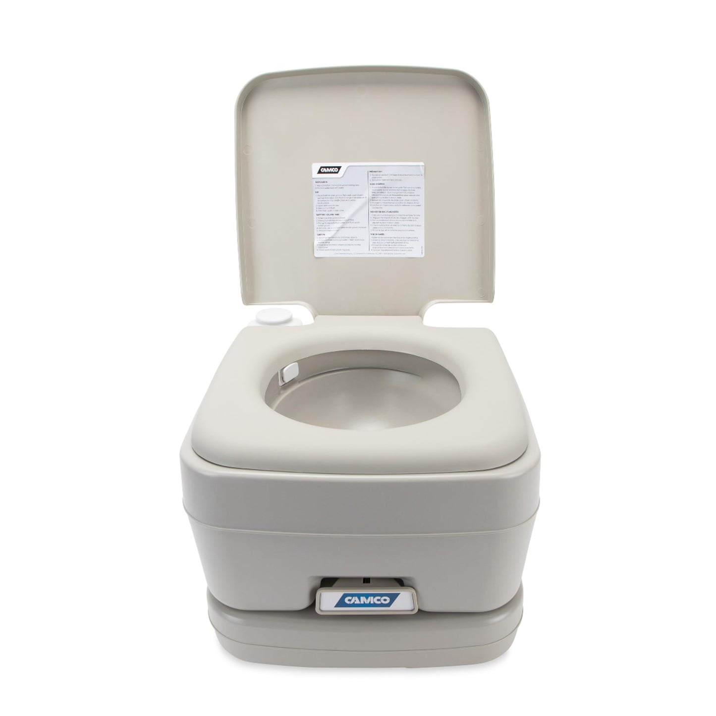 Camco 2.6-Gallon Portable Toilet - Features Detachable Holding Tank w/Sealing Slide Valve & Bellow-Type Flush - Easy Transport w/Compact Lightweight Design & Carry Handle - Gray (41531)