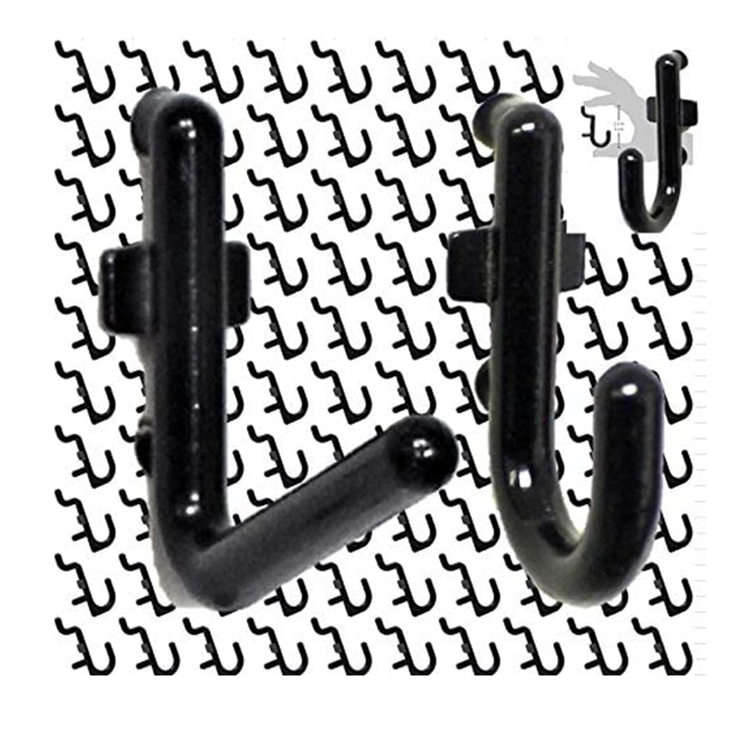 WallPeg 100Pcs Pegboard Accessory Peg Hook Set – Durable, Self-Locking Black 1/4" J and L-Style FlexLock Peg Hooks for Hanging Tools, Storage, and Wall Organization (50 ea.)