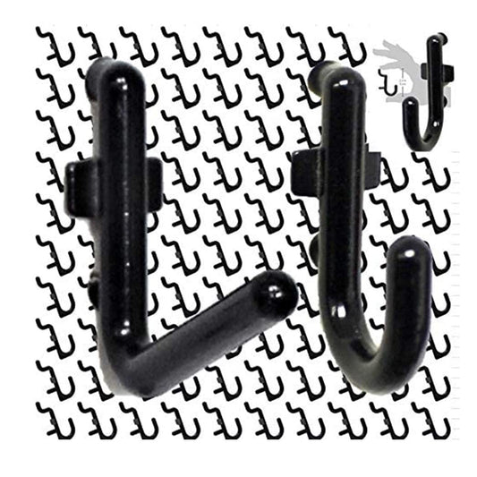 WallPeg 100Pcs Pegboard Accessory Peg Hook Set – Durable, Self-Locking Black 1/4" J and L-Style FlexLock Peg Hooks for Hanging Tools, Storage, and Wall Organization (50 ea.)