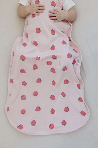 Woolino Toddler Sleeping Sack, 4 Season, Merino Wool and Organic Cotton, Baby Sleep Bag, 2-4 Years, Strawberry