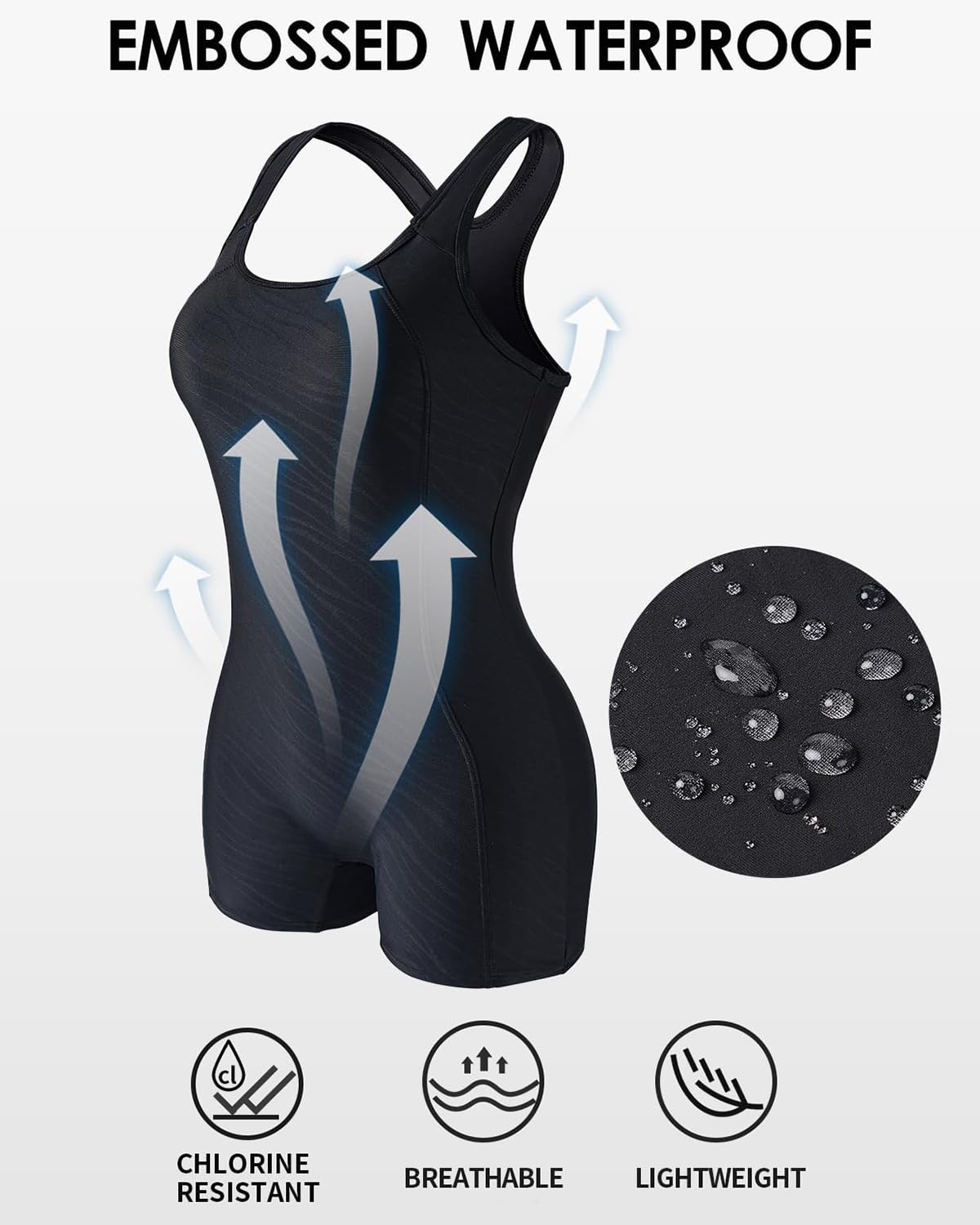 beautyin Women Boyleg One Piece Sports Training Bathing Suit Lap Swimming Wear