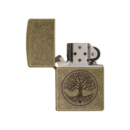 Zippo Tree of Life Pocket Lighter, Antique Brass, One Size (29149)
