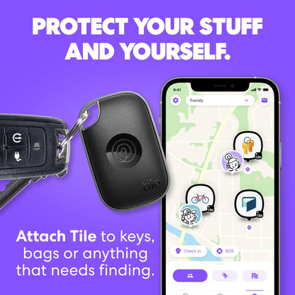 Tile by Life360 Pro - Powerful Bluetooth Tracker, Key Finder and Item Locator for Keys, Bags and More. Both iOS and Android Compatible. Phone Finder. 1-Pack (Black)