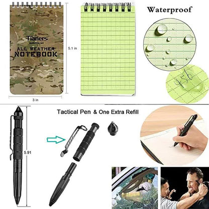 Tianers 16pcs Emergency Survival Kit, Compact Survival Tactical Gear, Cool EDC Survival Tool for Cars, Camping, Hiking, Hunting, Fishing, Adventure Accessorie for Men Husband Dad Friend