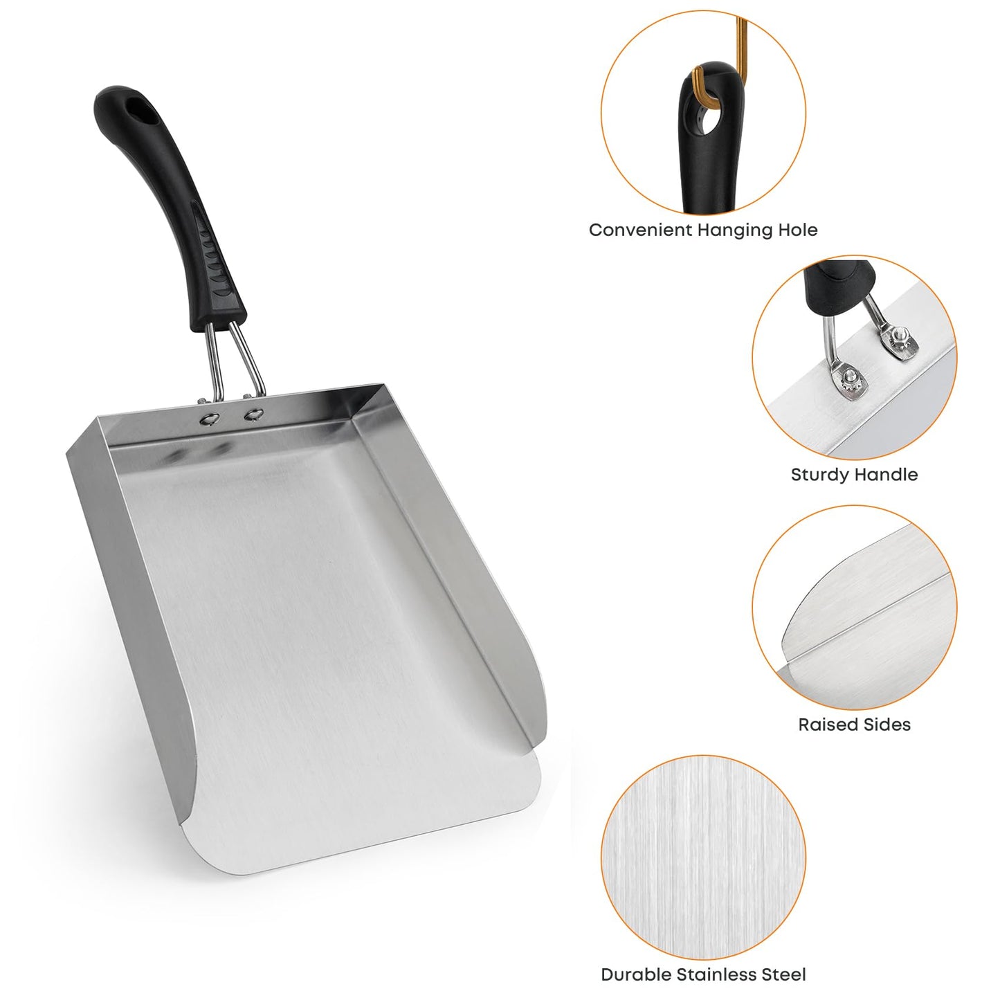 Stanbroil Stainless Steel Griddle Mover Smash Burger Food Shovel Grill Spatula Great for Stir Fry and Move Food, 13"