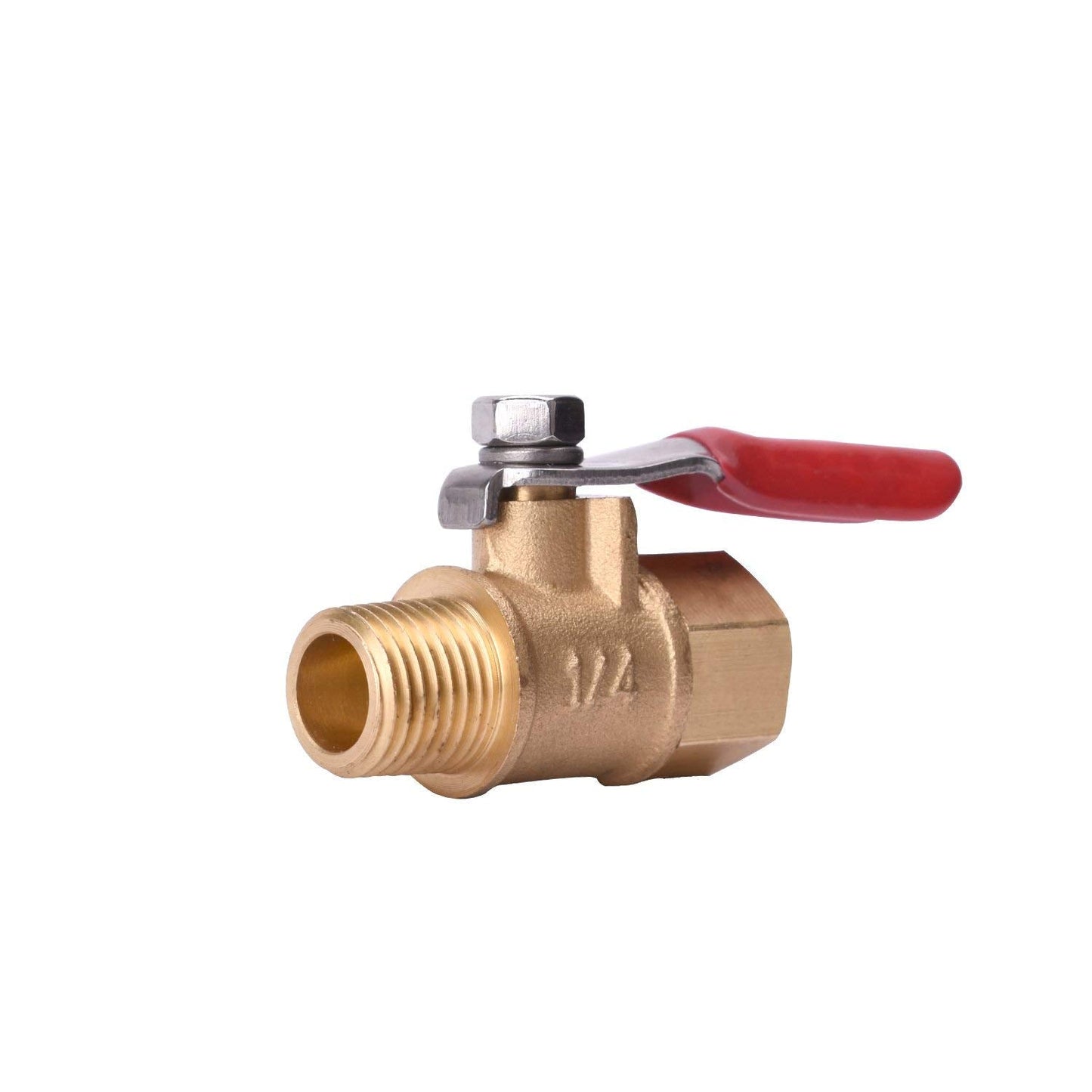 WYNNsky 1/4" Heavy Duty Air Compressor Brass Ball Valve Shut Off Switch, 1/4 Inch Male And Female NPT Thread Pipe Fitting