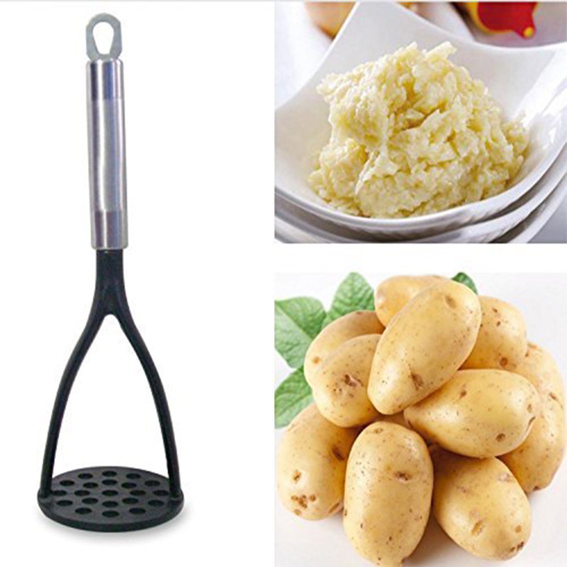 TENTA KITCHEN Good Grips Nylon Potato Solid Masher Ricer Press Blender Crusher for Non-Stick Cookware With Heat Resistant Stay Cool Stainless Steel Handle