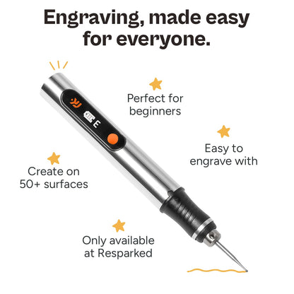 Resparked Customizer Engraving Pen (Formerly Culiau): Ultimate Cordless Portable Tool for Artists & DIYers - Engrave 50+ Surfaces - Beginner Friendly - Rechargeable - Free 30 Bits & Mastery Guide