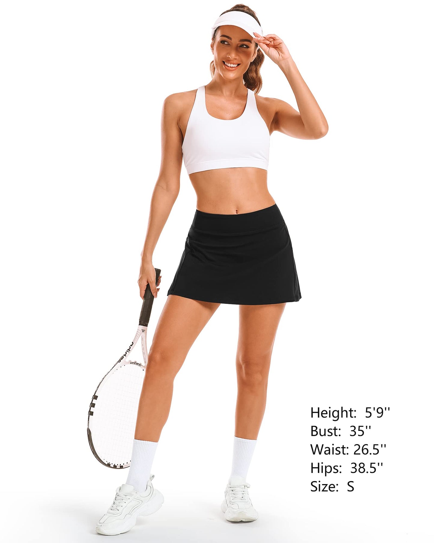Stelle Women Tennis Golf Skirts High Waisted with Inner Shorts for Athletic Workout Sports Skorts Running Pickleball (BK, XS) Black