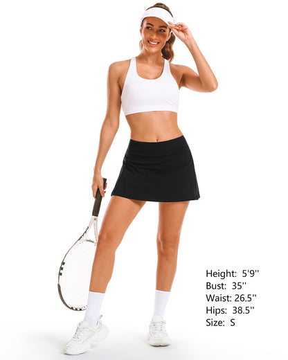 Stelle Women Tennis Golf Skirts High Waisted with Inner Shorts for Athletic Workout Sports Skorts Running Pickleball (BK, XS) Black