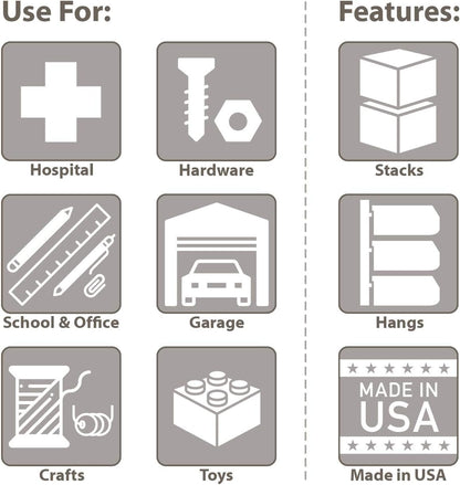 Akro-Mils 30210 AkroBins Plastic Storage Bins, Space-Saving Stackable Bins for Garage, Pantry, Craft Organization, 5-" x 4-" x 3-", Yellow, 24-Pack