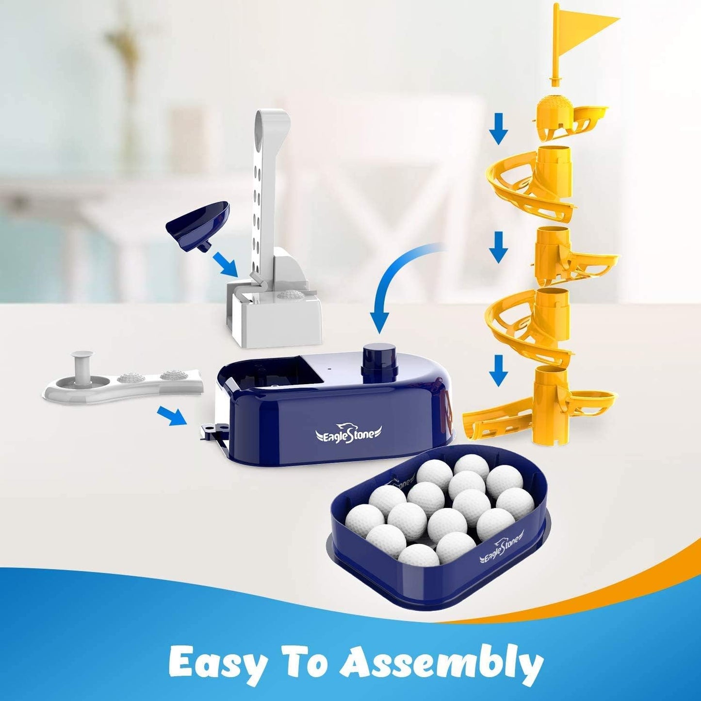 EagleStone Toddler Golf Set with Foot Pedal Launcher, Kids Golf Toy for Ages 3-8, Includes Adjustable Golf Club, 15 Balls & Golf Cart, Indoor&Outdoor Sports Gift for Boys and Girls