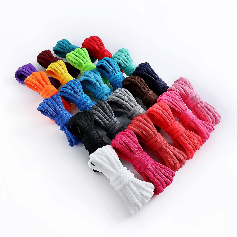 VSUDO 51" Oval White Shoe Laces for Sneakers, Half Round Athletic Basketball Shoelaces, Running Sport Shoestrings [1 Pair-White-130CM]