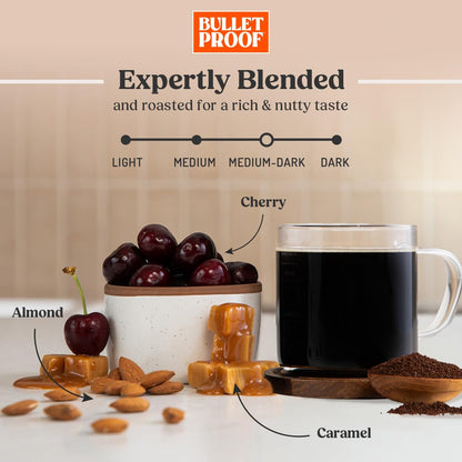 Bulletproof The Mentalist Medium-Dark Roast Ground Coffee, 12 Ounces, Clean Coffee Tested for Toxins, Packaging May Vary