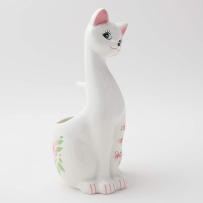 Sunart SAN1708 Cute Miscellaneous Goods Lovely Pottery Cat Toilet Brush Stand with Toilet Brush 5.1 inches (13 cm) Width Pink