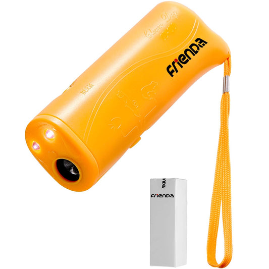 Frienda LED Ultrasonic Dog Trainer Device 3 in 1 Stop Barking Stop Bark Handheld Dog Training Device (Yellow)