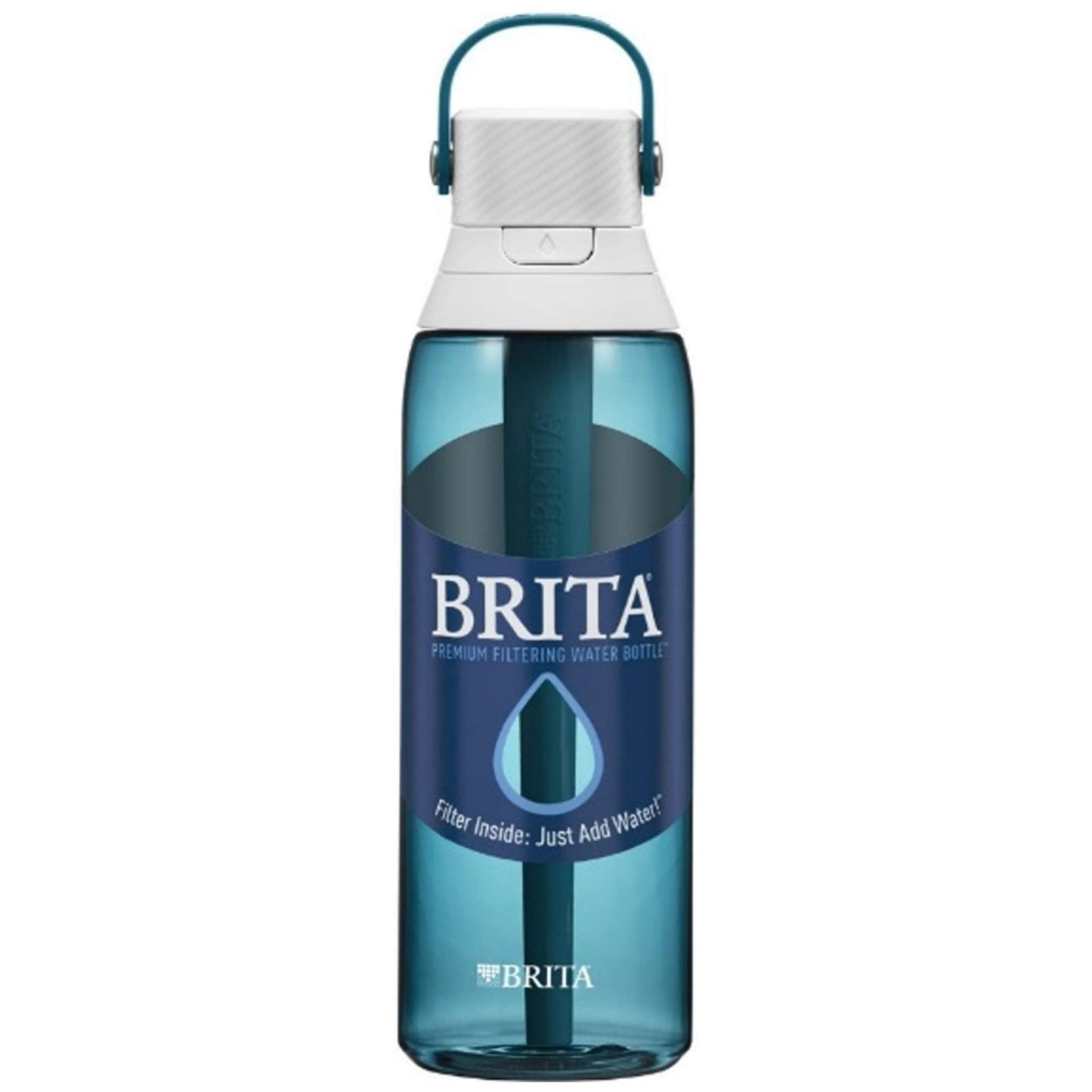 Brita Insulated Filtered Water Bottle with Straw, Reusable, BPA Free Plastic, Sea Glass, 26 Ounce