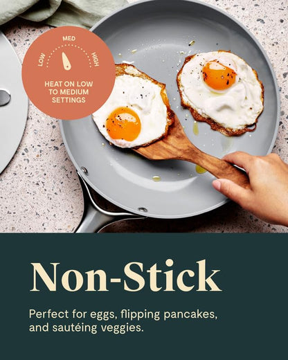 Caraway Nonstick Ceramic Frying Pan (2.7 qt, 10.5") - Non Toxic, PTFE & PFOA Free - Oven Safe & Compatible with All Stovetops (Gas, Electric & Induction) - Cream