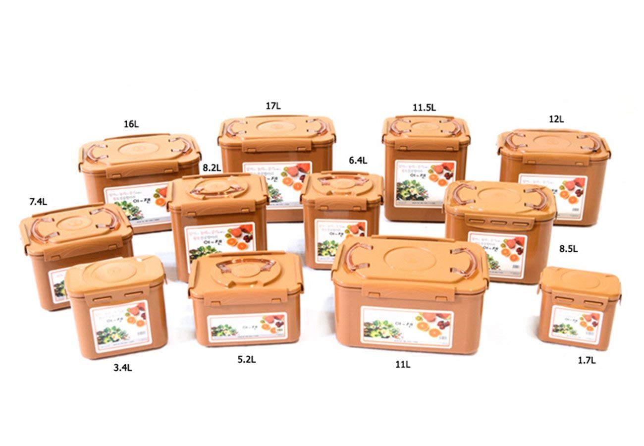 e-jen Premium Kimchi, Sauerkraut Container Probiotic Fermentation with Inner Vacuum Lid (Earthenware Brown, 0.45 gal/ 1.7L)