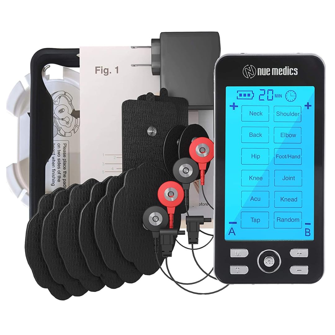 Tens Unit Machine Pulse Massager for Pain Relief, 24 Massage Modes, Rechargeable Muscle Stimulator Device with 10 Pads