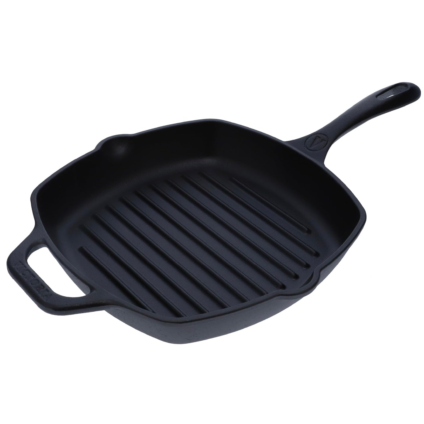 Victoria Cast Iron Grill Pan, Square Grill Pan, Cast Iron Griddle Pan, Seasoned with 100% Kosher-Certified, Non-GMO Flaxseed Oil, Black, 10 Inches