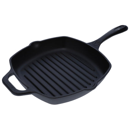 Victoria Cast Iron Grill Pan, Square Grill Pan, Cast Iron Griddle Pan, Seasoned with 100% Kosher-Certified, Non-GMO Flaxseed Oil, Black, 10 Inches