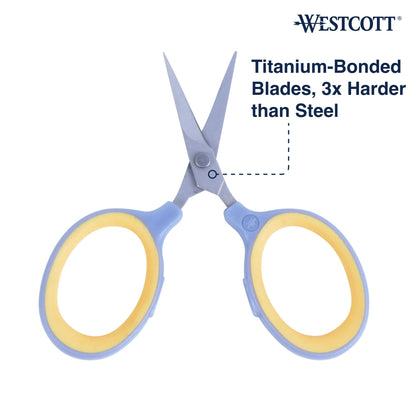 Westcott 2.5" Fine-Tip Craft Scissors with Titanium-Bonded Blades for Crafting, Sewing & More