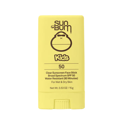 Sun Bum Kids SPF 50 Clear Face Stick Sunscreen - Wet or Dry Skin Application Broad Spectrum Sunscreen with Vitamin E - Hawaii 104 Act Compliant (Without Octinoxate & Oxybenzone) - Travel Size 0.53 oz