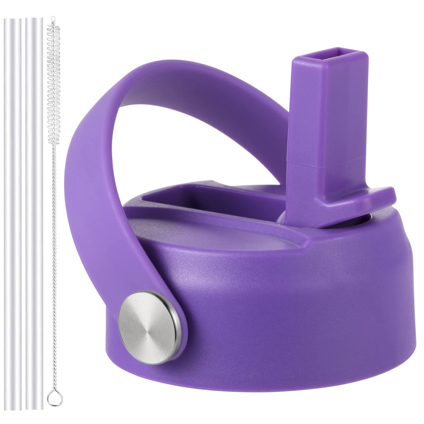 Straw Lid for Hydro Flask Wide Mouth, Lid with Flexible Handle and Straws, Replacement Sports Cap for Hydroflask 32 40 oz