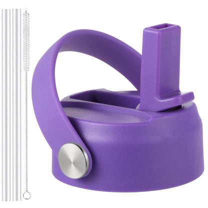 Straw Lid for Hydro Flask Wide Mouth, Lid with Flexible Handle and Straws, Replacement Sports Cap for Hydroflask 32 40 oz