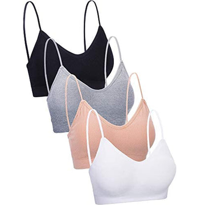 Blulu 4 Pcs Cami Bras for Women Padded Seamless Straps Sleeping Bra Cami Bralettes for Yoga Lounging