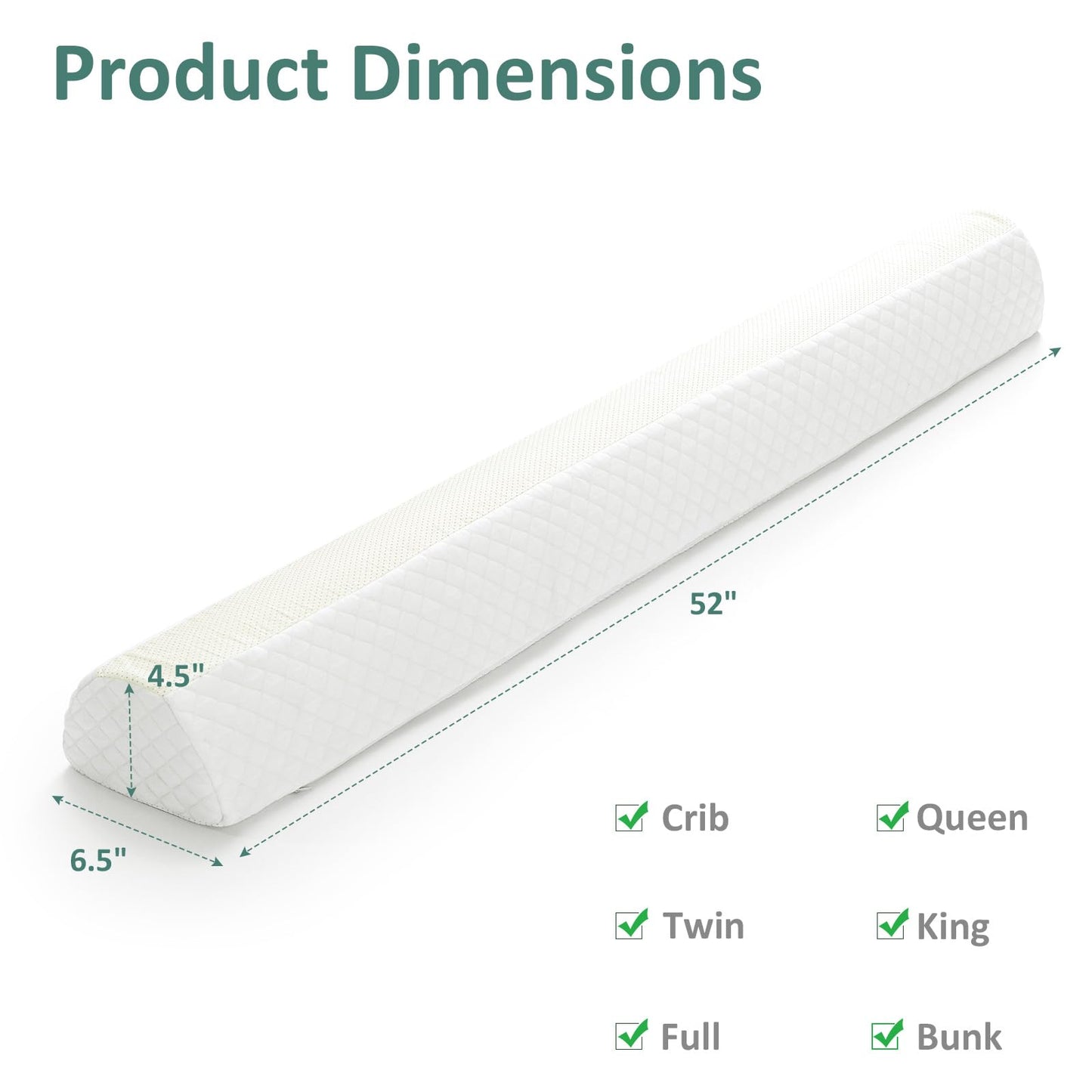 Shinnwa Bed Bumpers for Toddlers (2-Pack) Memory Foam Rail & Adults, Safety Guard Queen, King, Full Bed, Sleep Long Pillow Pads with Non-Slip Bottom Machine Washable Cover