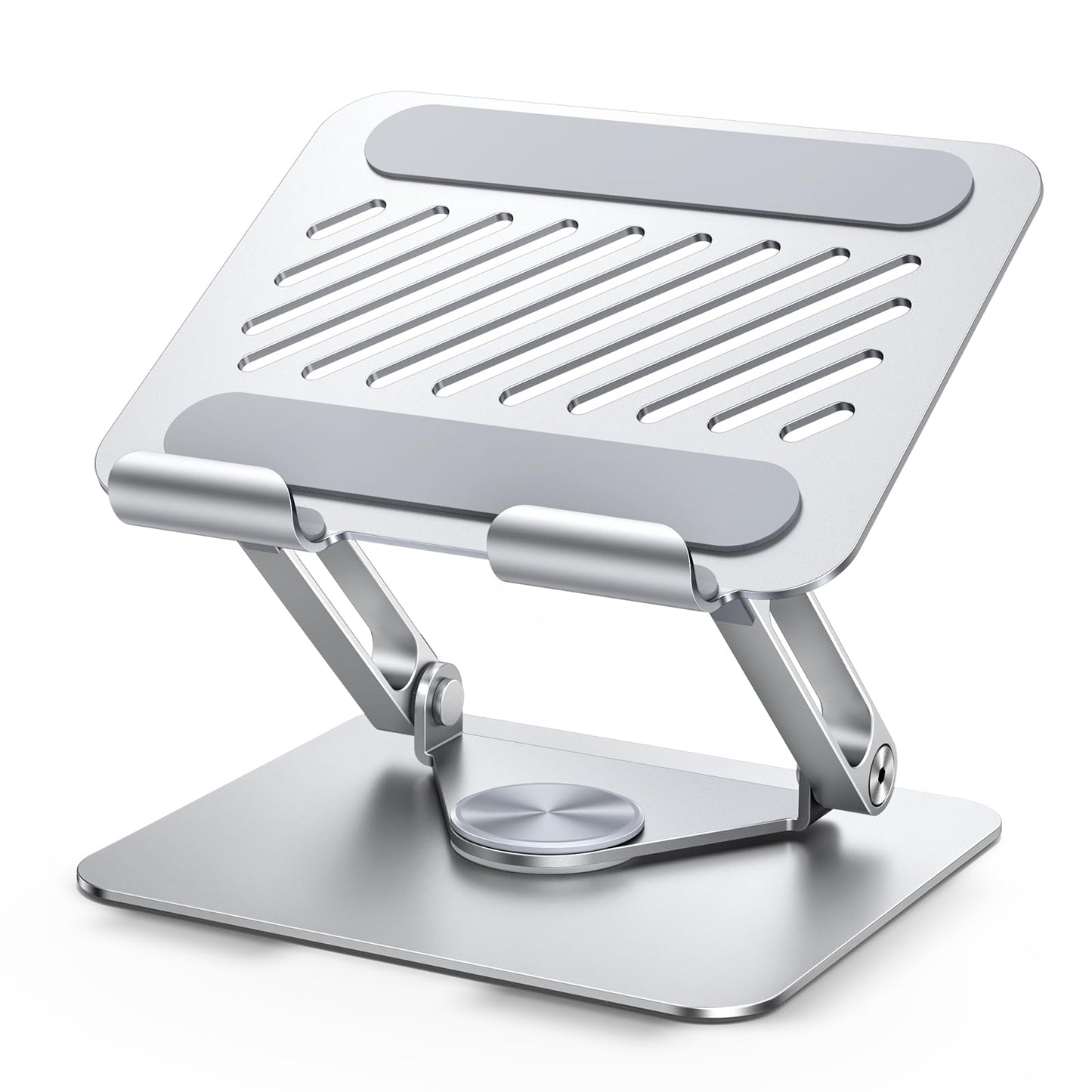 UGREEN Tablet Stand Holder for Desk with 360° Rotating Base Aluminum Dual Rod Support Adjustable Home Office Accessories Compatible with iPad Pro 13 12 11 Air Mini 5 4 3 Phone E-Reader Silver