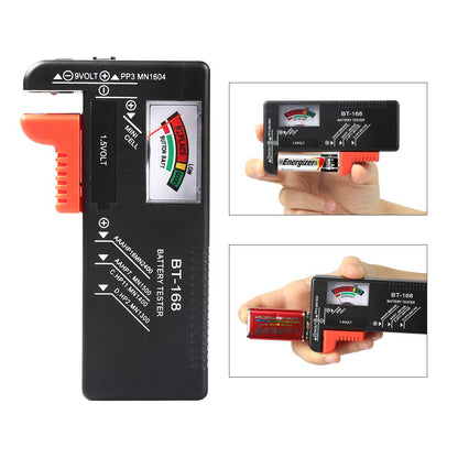 2Pcs Battery Tester Checker, Universal Battery Checker for AA AAA C D 9V 1.5V Button Cell Household Batteries Smal Electrical Monitor Meter Equipment (Requires No Battery for Operating)