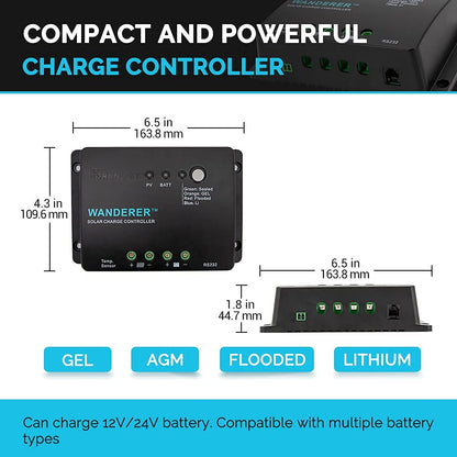 Renogy 200 Watt 12 Volt Monocrystalline Solar Panel Starter Kit with 2 Pcs 100W Solar Panel and 30A PWM Charge Controller for RV, Boats, Trailer, Camper, Marine ,Off-Grid System