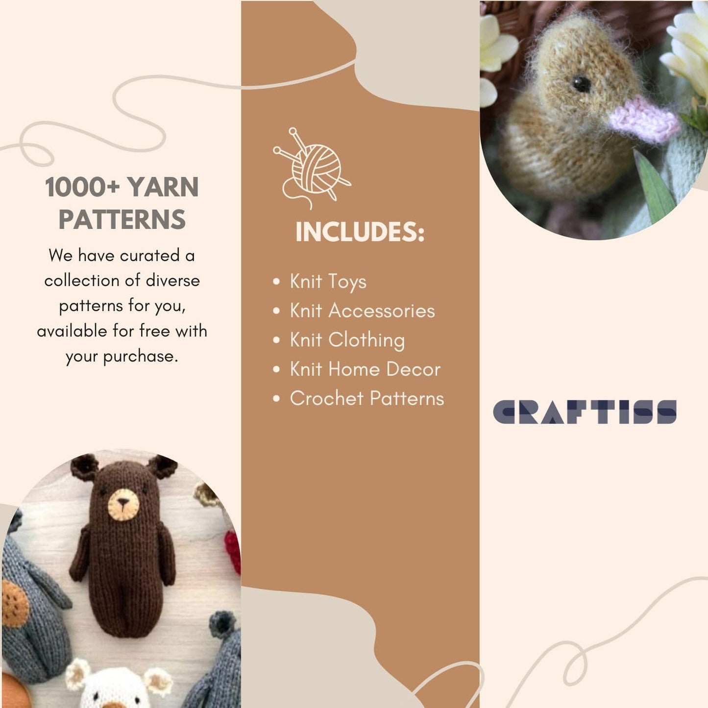 CRAFTISS 30x0.7Oz Acrylic Yarn Mini Skeins - 1300 Yards of Soft Yarn for Crocheting and Knitting Craft Project, Assorted Starter Crochet Bulk Kit for Adults and Kids