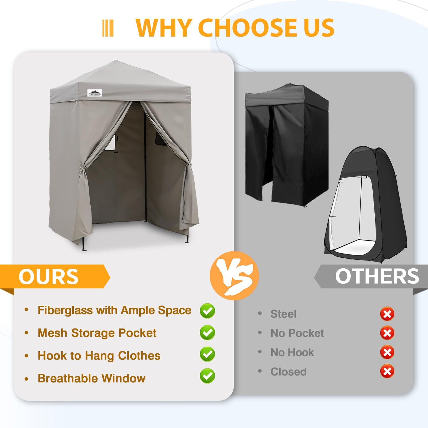 EAGLE PEAK Flex Ultra Compact 5x5 Pop-up Canopy, Sun Shelter, Changing Room, Portable Privacy Canopy Cabana for Pool, Fashion Photoshoots, or Camping, Gray