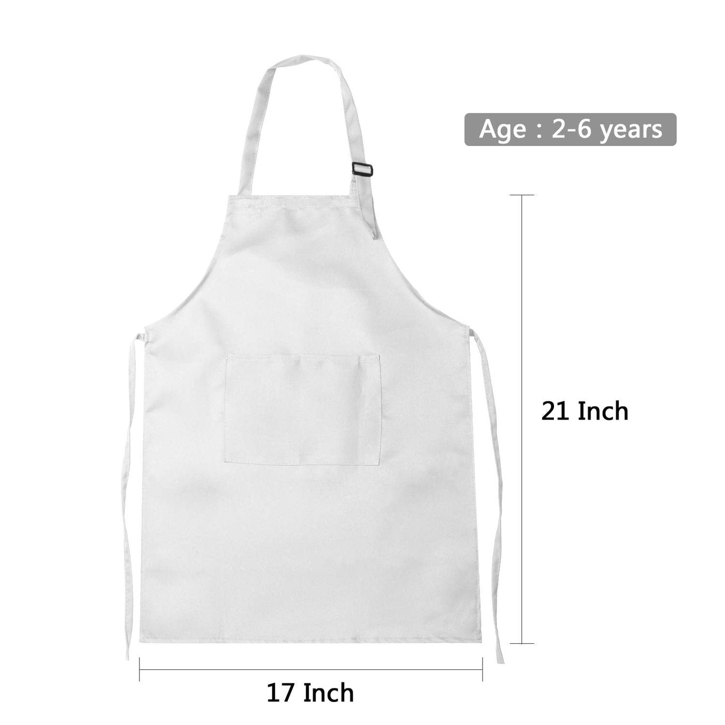 Yaomiao 4 Pieces Kids Apron with Pocket Children Adjustable Chef Apron for Cooking Baking Painting (White,S for 2-6 Age)