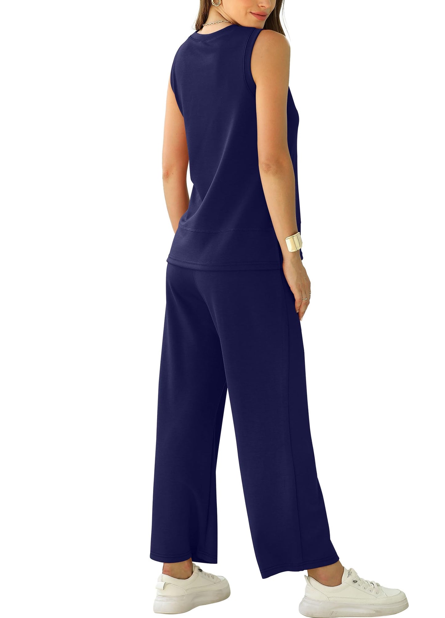 XIEERDUO Sweatsuit for Women Two Piece Travel Cruise Outfits Summer Lounge Set Spring Airport Tracksuit Resort Wear Loungewear Casual Trendy Clothing Vacation Clothes Navy L