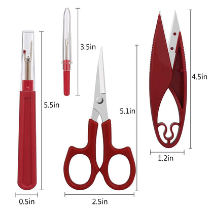 Sewing Seam Ripper Tool,Stitch Remover and Thread Cutter with 2Big+2Small Seam Rippers,1 Pack Thread Snips,1Pack 5”Scissor