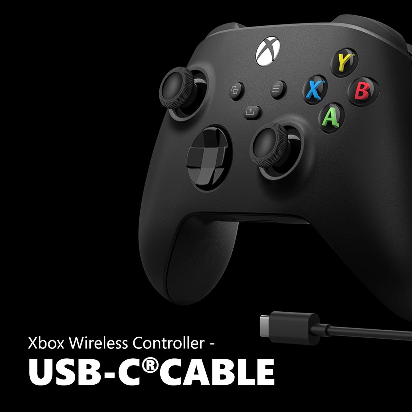 Xbox Wireless Gaming Controller + USB-C® Cable (2025) – Carbon Black – Play on Xbox, Windows, Android, iOS, FireTV Sticks, Smart TVs, VR Headsets