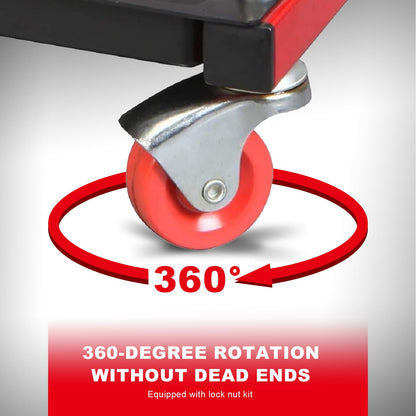 Torin TR6300 Red Rolling Creeper Garage/Shop Seat: Padded Mechanic Stool with Tool Tray Large