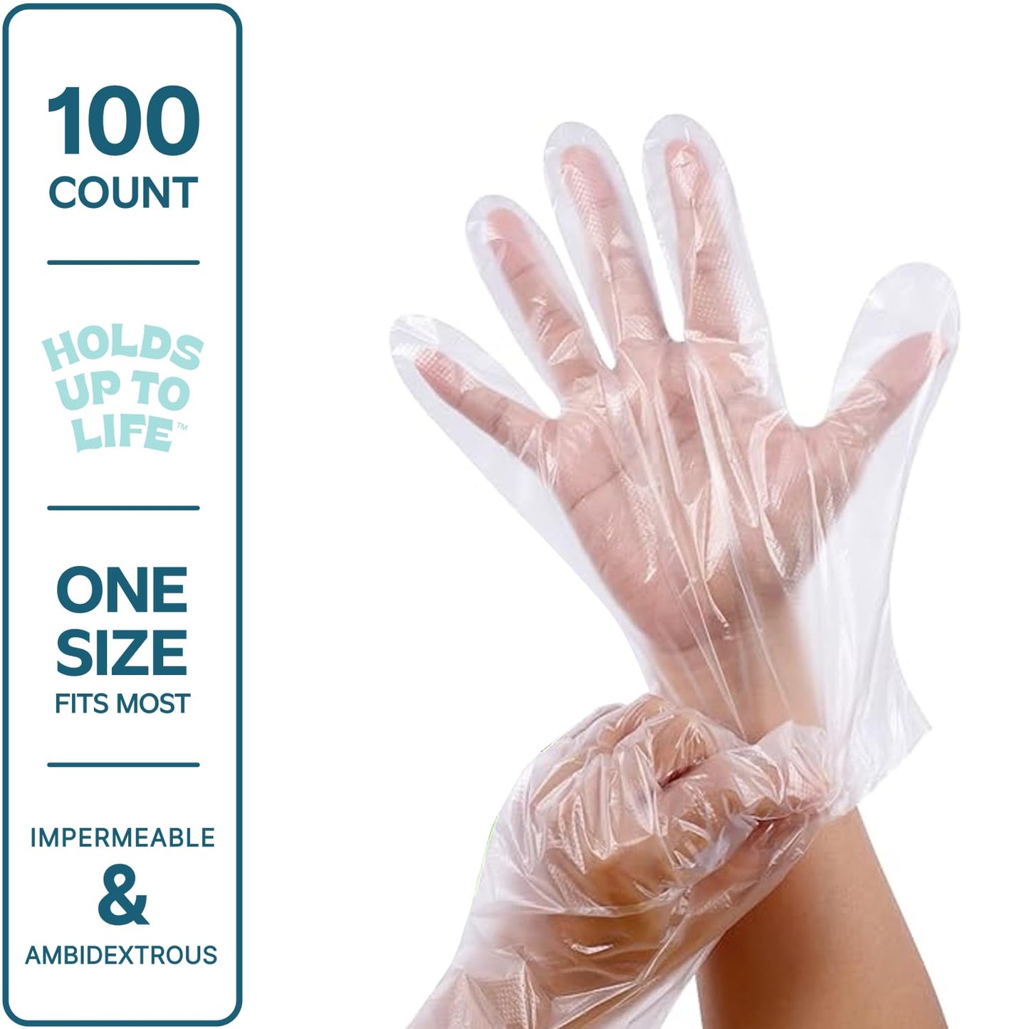 Comfy Package [100 Count Disposable Poly Plastic Gloves for Cooking, Food Prep and Food Service | Latex & Powder Free - One Size Fits Most