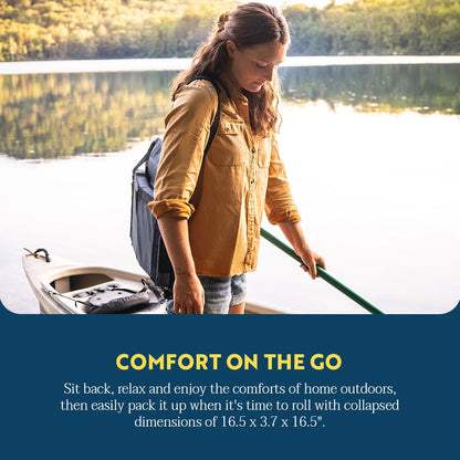 GCI Outdoor SitBacker Canoe Seat | Portable, Folding Chair with Adjustable Back Support — Black