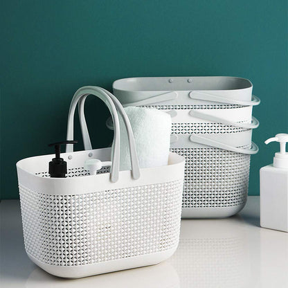 UUJOLY Portable Shower Caddy Basket Tote, Plastic Storage Basket with Handles Organizer Bins for Kitchen Bathroom College Dorm, White 2 Pack